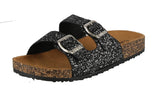 WOMAN'S SHOES BLACK GLITTER  SANDALS GLORY-199