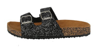 WOMAN'S SHOES BLACK GLITTER  SANDALS GLORY-199