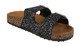 WOMAN'S SHOES BLACK GLITTER  SANDALS GLORY-199