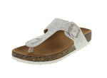 WOMAN'S SHOES WHITE LEATHER/GLITTER SANDALS GLORY-299