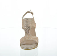 WOMAN'S SHOES CHAMPAGNE GLITTER HEELS GRETA