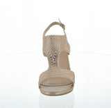 WOMAN'S SHOES CHAMPAGNE GLITTER HEELS GRETA