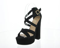 WOMAN'S SHOES BLACK SUEDE HEELS GUZMAN