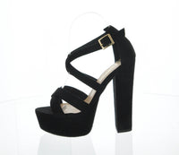 WOMAN'S SHOES BLACK SUEDE HEELS GUZMAN