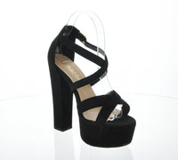 WOMAN'S SHOES BLACK SUEDE HEELS GUZMAN