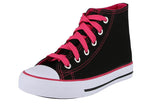 KID'S SHOES BLACK/PINK FABRIC TENNIS SNEAKERS H-2240K