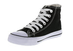 KID'S SHOES BLACK/WHITE FABRIC TENNIS SNEAKERS H-2274K