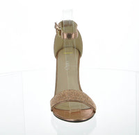 WOMAN'S SHOES CHAMPAGNE GLITTER PU HEELS H2-3