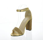 WOMAN'S SHOES GOLD PU GLITTER HEELS H2-3