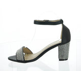 WOMAN'S SHOES BLACK PU GLITTER HEELS H43-50