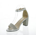 WOMAN'S SHOES SILVER PU GLITTER HEELS