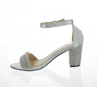 WOMAN'S SHOES SILVER PU GLITTER HEELS