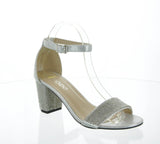 WOMAN'S SHOES SILVER PU GLITTER HEELS