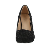 WOMAN'S SHOES BLACK GLITTER HEELS H68-001