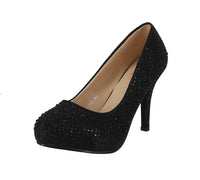 WOMAN'S SHOES BLACK GLITTER HEELS H68-001