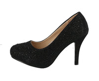 WOMAN'S SHOES BLACK GLITTER HEELS H68-001