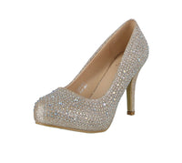 WOMAN'S SHOES CHAMPAGNE GLITTER HEELS H68-001