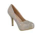 WOMAN'S SHOES CHAMPAGNE GLITTER HEELS H68-001