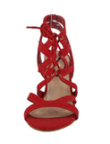 WOMAN'S SHOES RED SUEDE HEELS HELEN-28