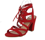 WOMAN'S SHOES RED SUEDE HEELS HELEN-28