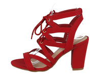 WOMAN'S SHOES RED SUEDE HEELS HELEN-28