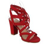 WOMAN'S SHOES RED SUEDE HEELS HELEN-28