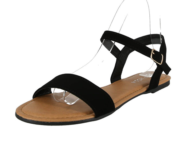 WOMAN'S SHOES BLACK SUEDE SANDALS HILDA-5