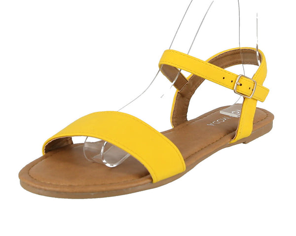 WOMAN'S SHOES YELLOW PU LEATHER SANDALS HILDA-5