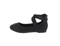 KID'S SHOES BLACK MESH GLITTER FLATS HILTON-99K