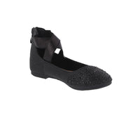 KID'S SHOES BLACK MESH GLITTER FLATS HILTON-99K