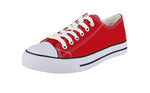 WOMAN'S SHOES RED FABRIC TENNIS SNEAKERS HM-4818W