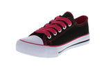 KID'S SHOES BLACK/HOT PINK FABRIC TENNIS SNEAKERS HM-4818K