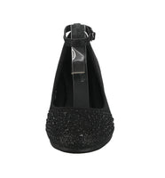 WOMAN'S SHOES BLACK MESH/GLT WEDGE HS-18