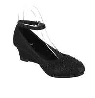 WOMAN'S SHOES BLACK MESH/GLT WEDGE HS-18