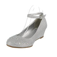 WOMAN'S SHOES SILVER MESH/GLT WEDGE HS-18