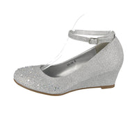 WOMAN'S SHOES SILVER MESH/GLT WEDGE HS-18