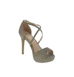 WOMAN'S SHOES CHAMPAGNE GLITTER HEELS INGRAM