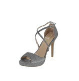 WOMAN'S SHOES PEWTER GLITTER HEELS INGRAM