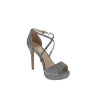 WOMAN'S SHOES PEWTER GLITTER HEELS INGRAM