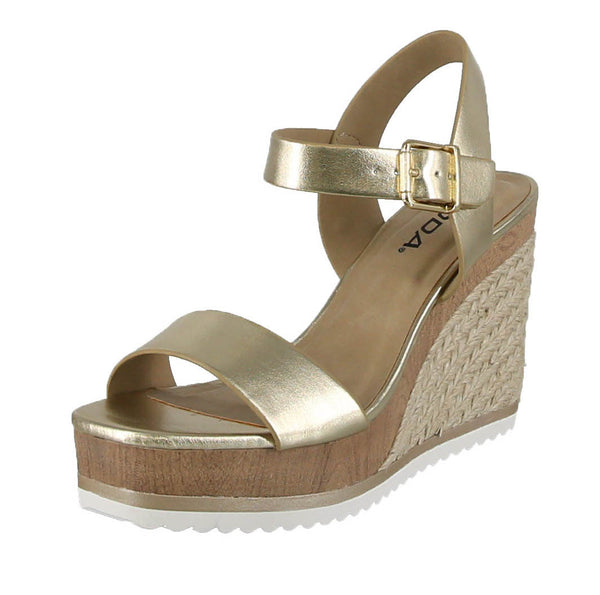 WOMAN'S SHOES LIGHT GOLD PU LEATHER WEDGE ISSUE