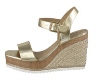 WOMAN'S SHOES LIGHT GOLD PU LEATHER WEDGE ISSUE