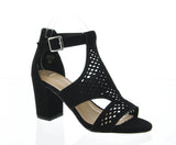 WOMAN'S SHOES BLACK SUEDE HEELS JENICE-9