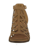 WOMAN'S SHOES TAN NUB CHUNKY HEELS JERRY-82