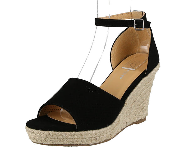 WOMAN'S SHOES BLACK SUEDE WEDGE JUDITH-17