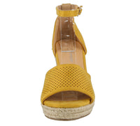 WOMAN'S SHOES MUSTARD SUEDE WEDGE SUEDE JUDITH-17