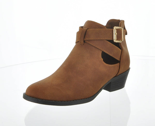 WOMAN'S SHOES TAN PU BOOTIES JUDY-26