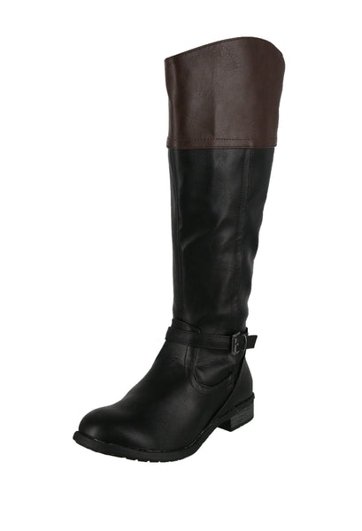 WOMAN'S SHOES BLACK/BROWN PU LEATHER BOOTS JUSTINA-51