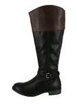 WOMAN'S SHOES BLACK/BROWN PU LEATHER BOOTS JUSTINA-51