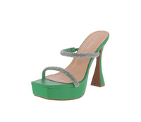 WOMAN'S SHOES GREEN PU/GLITTER HEELS KANGA-16