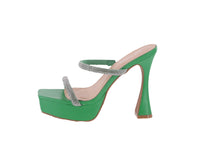 WOMAN'S SHOES GREEN PU/GLITTER HEELS KANGA-16